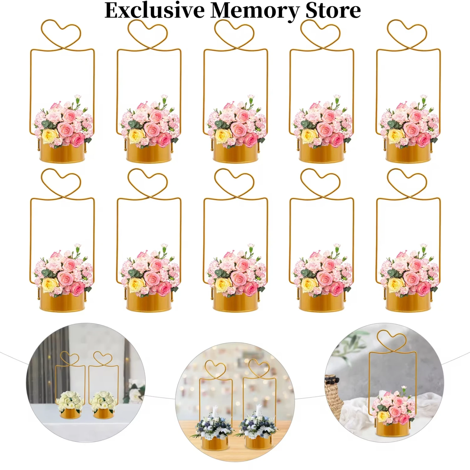 New 10 Pcs Metal Geometric Gold Centerpiece Elegant Wedding Centerpieces Flower Basket  Tables Wedding Decor