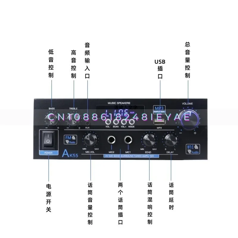 Ak-55 Amplificatore di potenza digitale U Amplificatore di potenza su disco Amplificatore di potenza a due canali