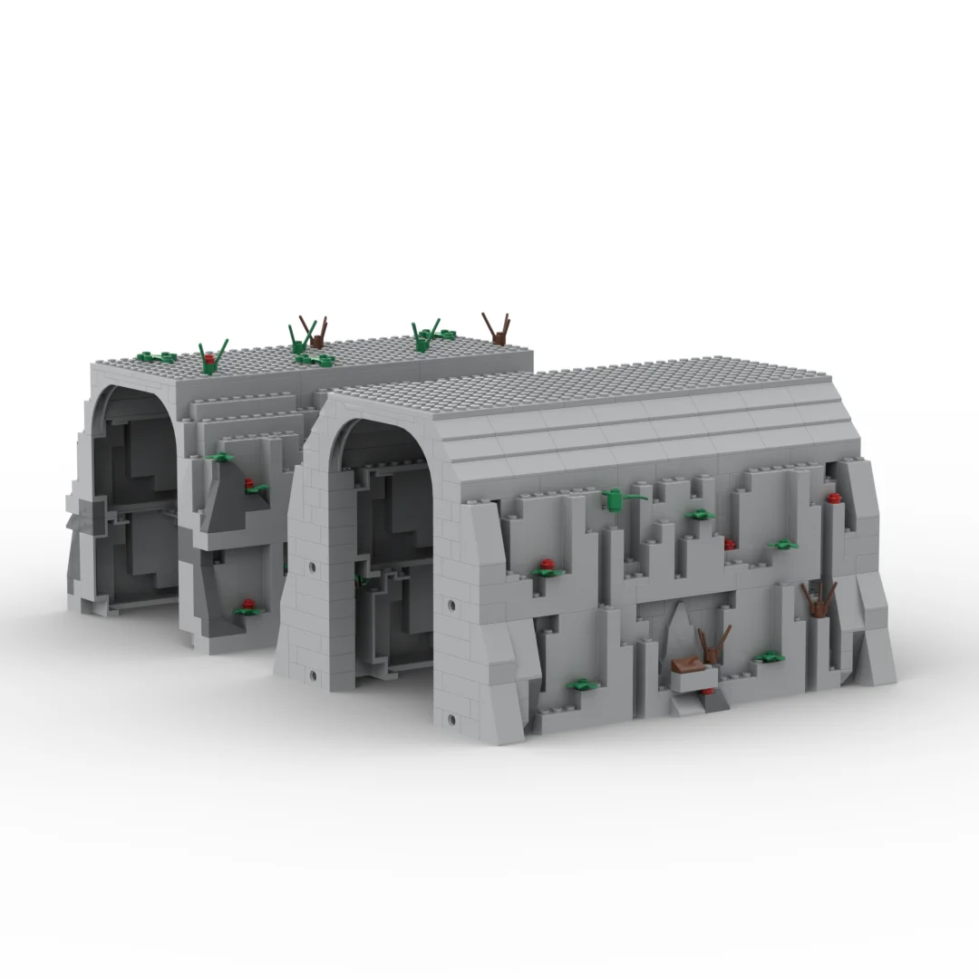MOC City Train Tunnel Cave Building Block Rockery Simulation Tunnel Train Transportation DIY Education Brick Children\'s Toy Gift