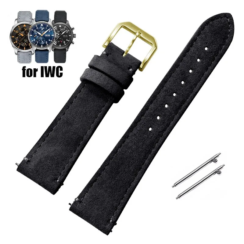 Strap for IWC PILOT Portugal PORTOFINO 22mm Suede Leather Watchband for Seiko Cowhide Stitch Bracelet Men Women Sport Wristbands