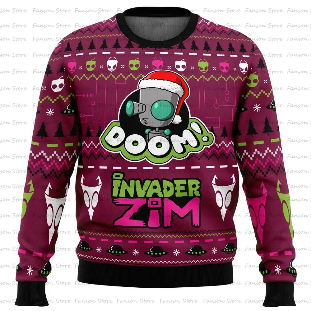 

Doom Invader Zim Ugly Christmas Sweater Cartoon Anime Women Men Pullover Top 2025 New Fashion Couple Hoodie Sweatshirt