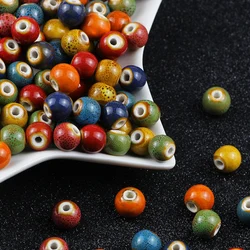 Multicolor Mixed Ceramic Flower Glaze Ball Bead Loose Round Porcelain Beads For Jewelry DIY Bracelet Accessorie6/8/10/12mm 20pcs