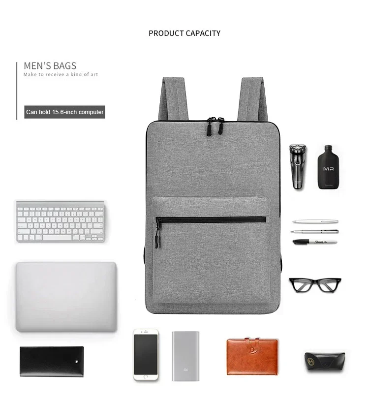 Minimalist Ultra Slim Laptop Backpack 15.6 Inch Waterproof Business Work Bags Thin Computer Back Pack Bag for Men Work Sac Homme