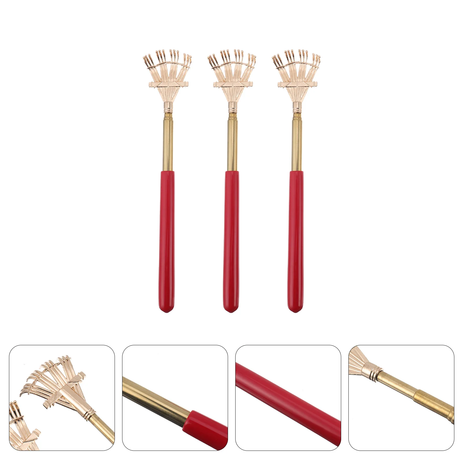 Rascador de espalda de largo alcance con mango telescópico, herramienta para aliviar la picazón para todas las edades, ayuda portátil para rascar para el cuerpo, cabeza y pie, 3 uds.