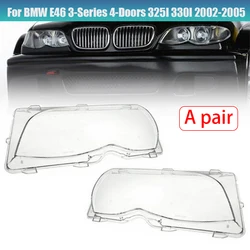 2Pcs Car Lights Headlight Lens Shell Lamp Cover Replacement Glass For BMW E46 318i/320i/ 325i/ 325xi/ 330i/330xi (2002-2005)