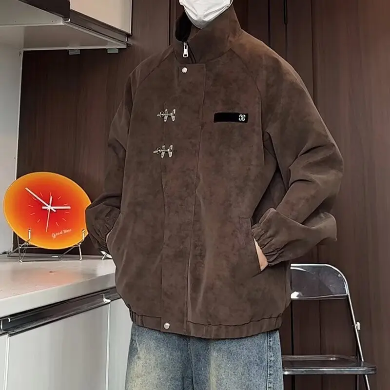 

Металлический Aircrt Bule из искусственной кожи, мужской воротник-стойка, весна-осень, новый Sle High Street, ретро, омбре, мужской топ Faion