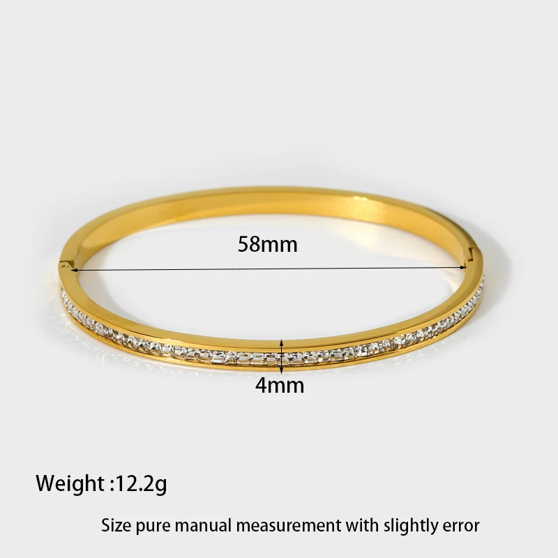 Light luxury Cubic Zirconia Bangles 18K Gold Plated Stainless Steel Stackable Bracelets for Women Fashion Jewelry Gift