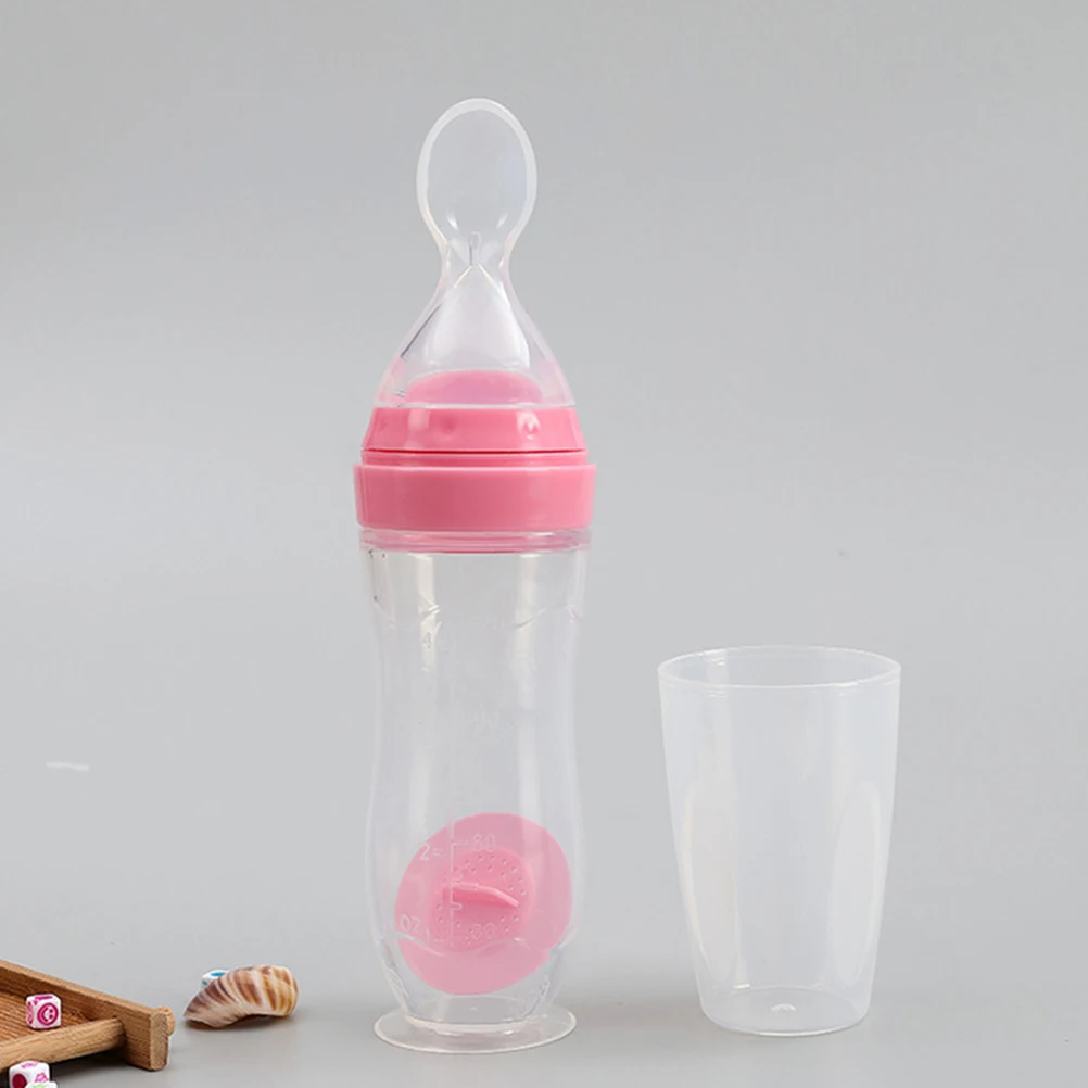 

120Ml Squeezing Feeding Bottle Silicone Puree Feeder Safe Durable Infant Milk Bottle Assistant Easy Feeding Pink