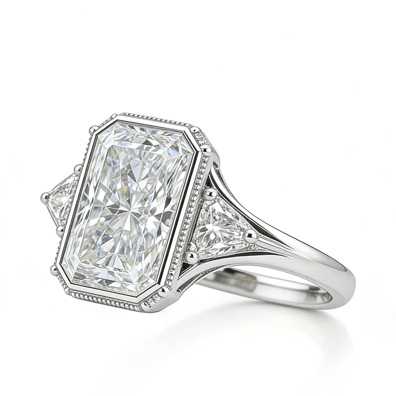 IGI-zertifizierter 3-Karat-Radiant-Labordiamant-Platinring EF VS-VVS Premium Braut- und Verlobungsring für Damen – Detail 8