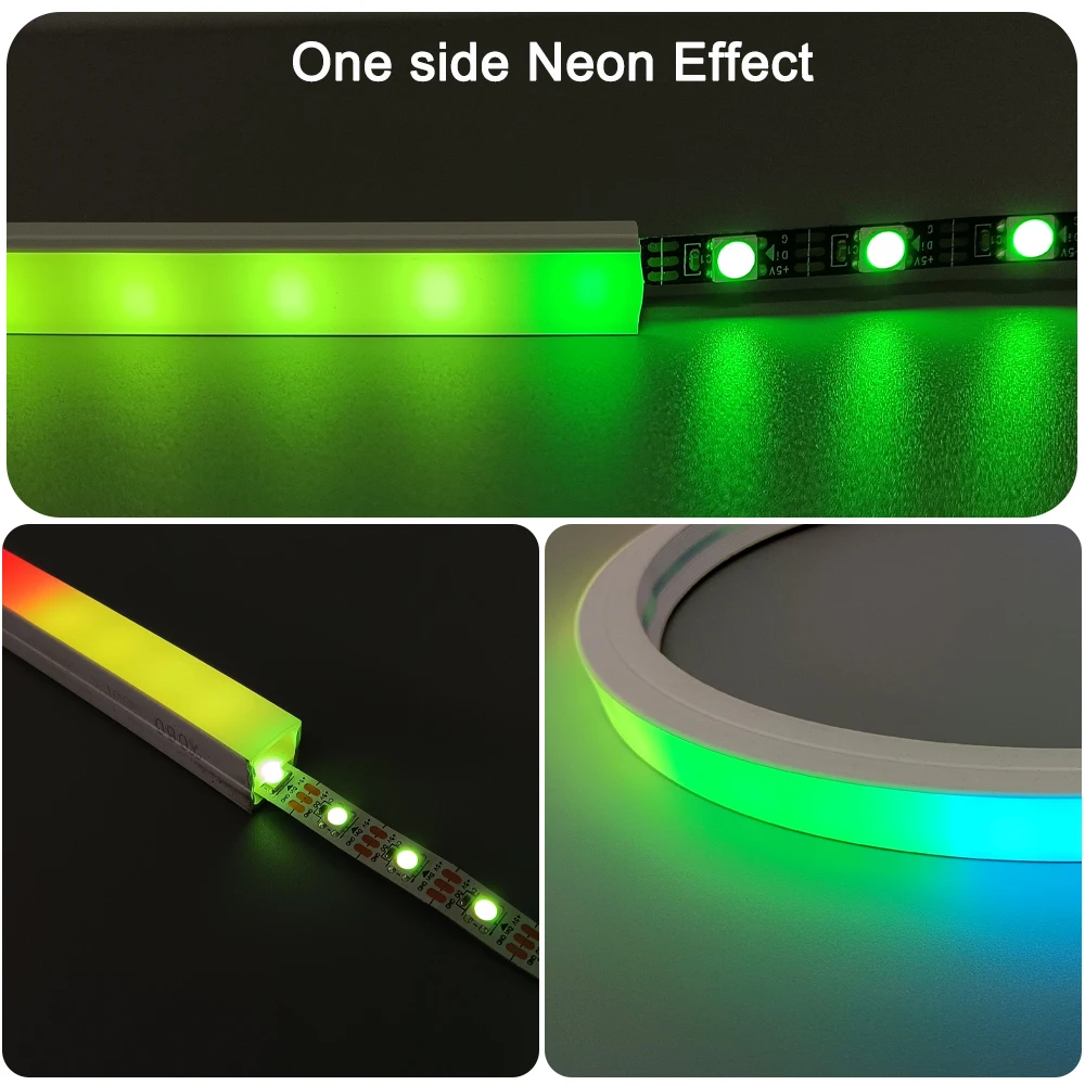 0.5 m-5 m LED ซิลิโคนนีออนหลอดยืดหยุ่นครอบคลุมหลอดสีขาวสีดําสําหรับ 5mm 6mm 10mm 12mm SMD WS2811 WS2812 LED Light Strip