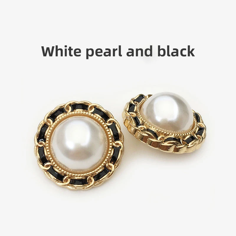 Botones de Metal con perlas para mujer, accesorios de decoración hechos a mano, hebilla de camisa en forma de flor, 6 piezas, 15-25mm