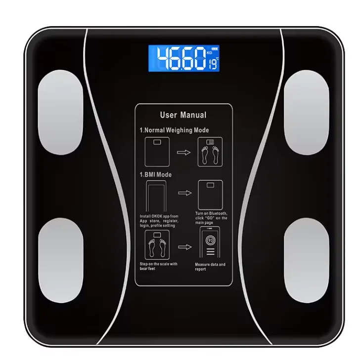 For Bluetooth Smart Body Scale Intelligent Analysis Tempered Glass Household Bathroom Scale Temperature Battery Display 180kg