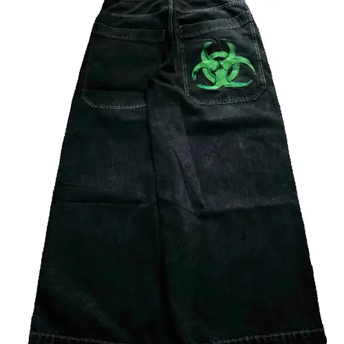 Pantalones góticos Harajuku Retro, ropa de calle Vintage, pantalones vaqueros holgados Y2K para mujer, pantalones de pierna ancha de cintura alta Punk Hip-hop para hombre