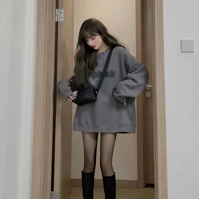 

Толстовки женские осенне-зимние женские костюмы короткая длина эластичная без шапочки-основы с граффити потертые супер большие цвета кампуса лето