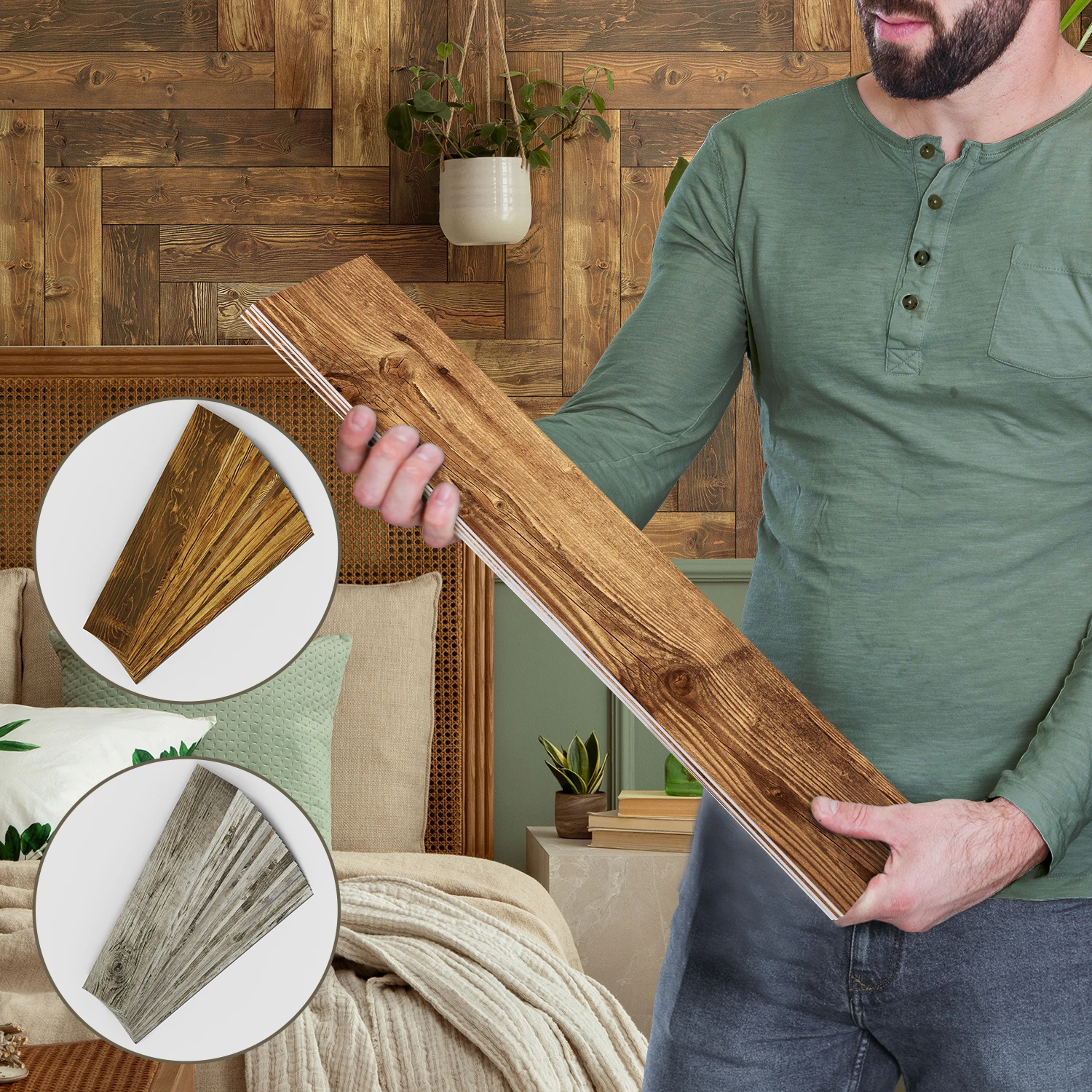 24 قطعة رغوة سميكة كريستال متجمد بلاط جدار ملصقات أرضية الخشب الحبوب ورق ديكور المنزل للجدار الطابق سقف الموقد 20x4 بوصة