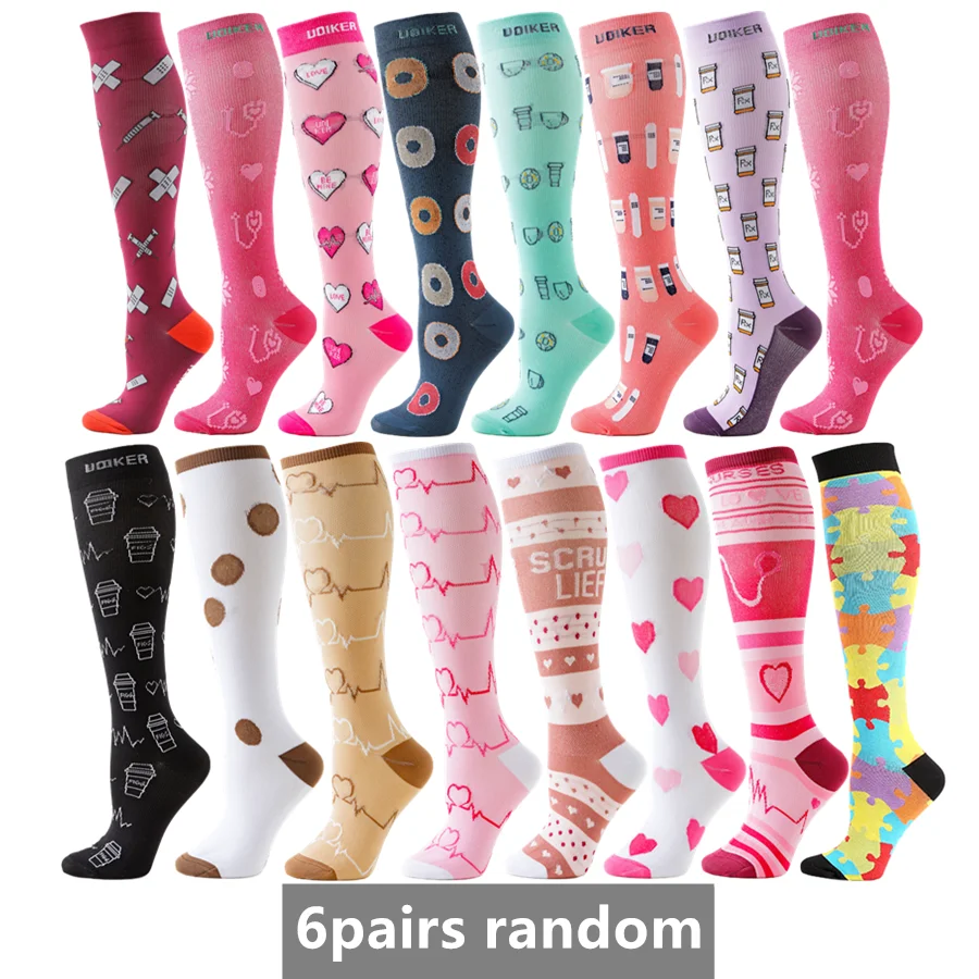 

6pairs random Unisex Sport Compression Socks Yoga Football Basketball Hiking Exercise Socks