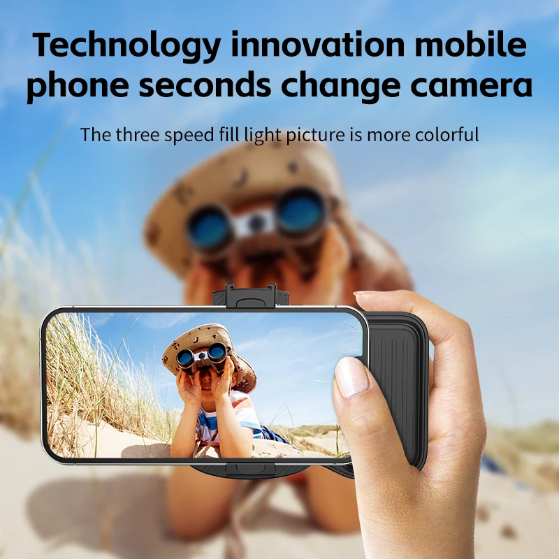 Portable Phone Holder Camera Auxiliary Handle with Fill Light Bluetooth Remote Control Focus anti shake for Live Photography