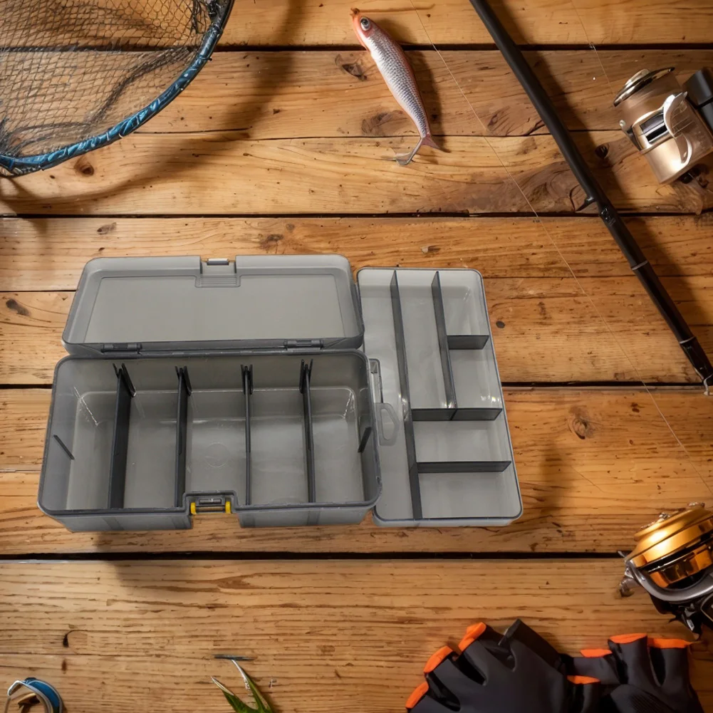 Scatola da pesca a doppio strato con divisori regolabili Scatola per accessori per esche artificiali Scatola per esche da pesca Strumento da pesca multifunzionale