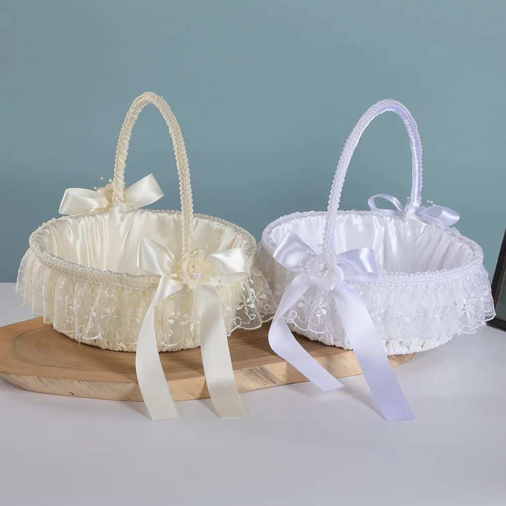 

DIY свадебный цветок девушка ручная корзина для цветов корзина с фруктами свадебные принадлежности кружевные цветы портативная корзина для хранения украшения