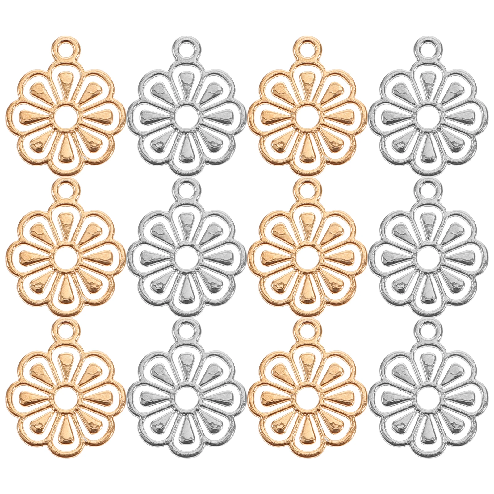 

100 Pcs Hollow Flower Pendant Alloy Charms Necklace Decorative DIY Crafts Jewelry Making Supplies Sewing Accessories