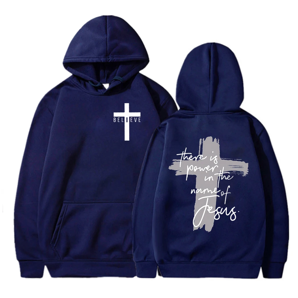 Sudaderas con capucha esenciales de fe Cristiana para hombres y mujeres, sudaderas con capucha gráficas, hay poder en el nombre de Jesús, sudaderas de hadas cruzadas Unisex