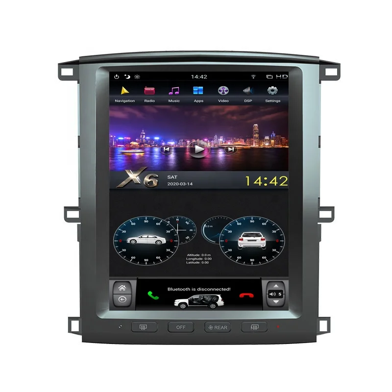 12.1'' Vertical Screen 4+64GB Android Car Multimedia Player Radio GPS Navigation for TOYOTA Land Cruiser LC100 2003-2007