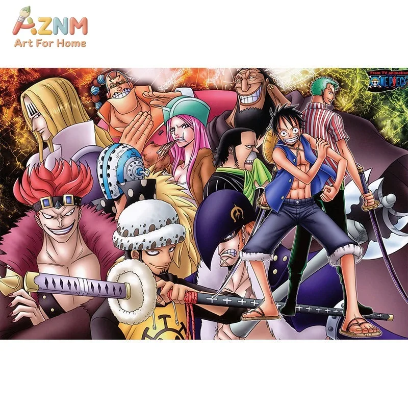 AZNM Cuadro de Lona sin Marco de One Piece, Generación Más Fea, Luffy, Law, Kid, Arte de Pared de Anime, Decoración Moderna para Sala de Estar, Dormitorio y Hogar