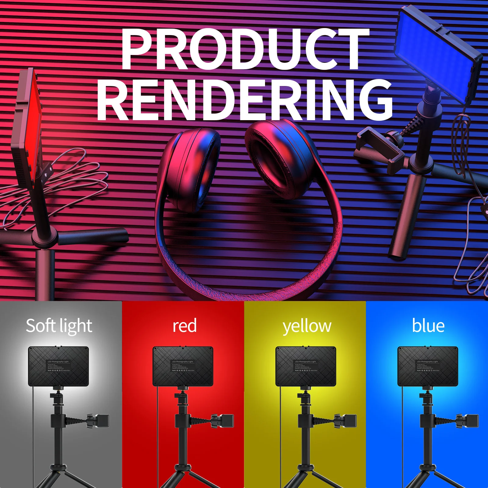 LED Photo Studio Video Light Panel Lighting Photography Lamp Kit With Tripod Stand RGB Filters For Shoot Live Streaming Youbube