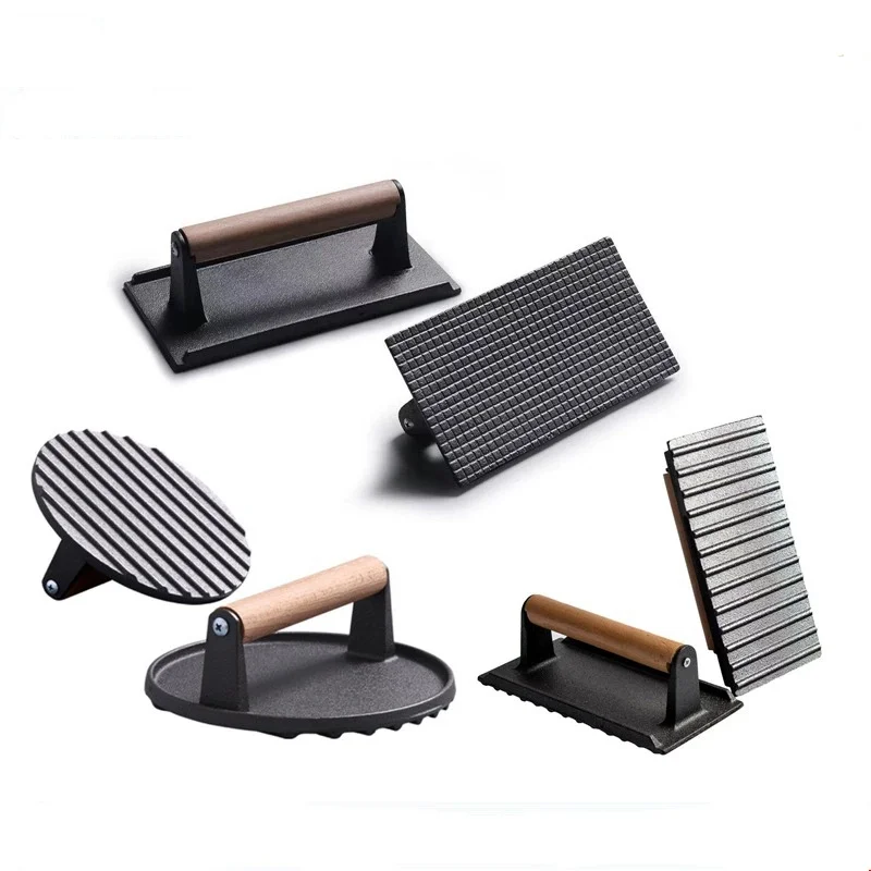 

Универсальный прямоугольный пресс для мяса, сверхмощный пресс для стейка и гамбургеров с ручкой, инструмент для приготовления барбекю, высокая термостойкость