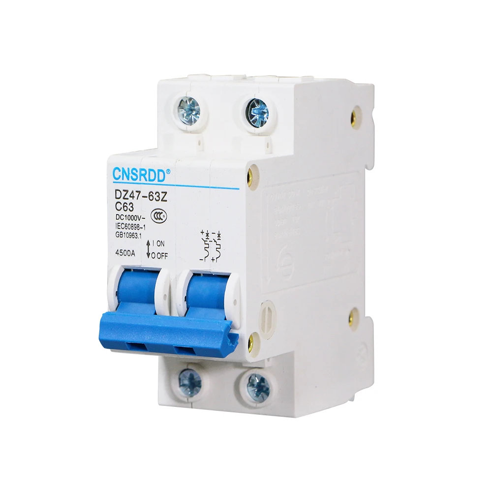 1P / 2P DC 1000V Photovoltaic Solar Circuit Breaker / Overload Protection Switch For 4.2kw - 10.2kW PV Solar System / 6A - 63A