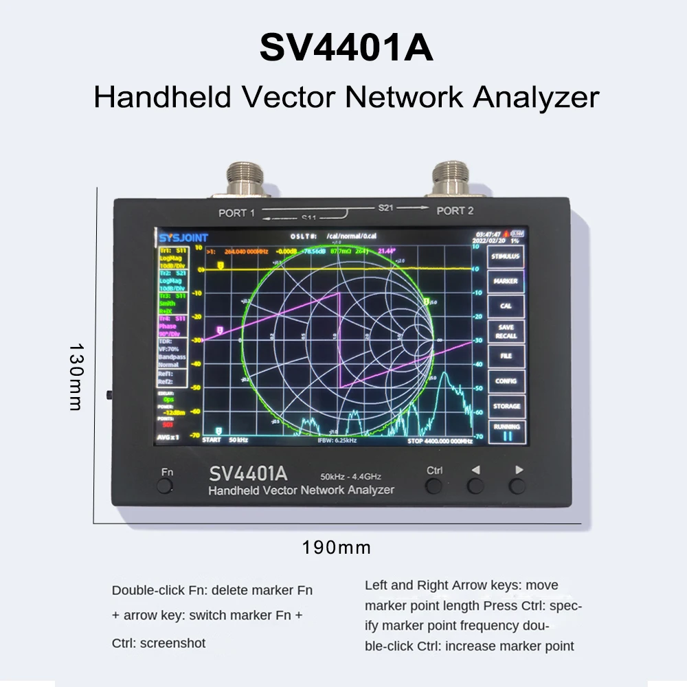 SV4401A 7 Inch Touch LCD 50KHz ~4.4GHz Vector Network Analyzer 8GB HF VHF UHF Antenna Analyzer Upgrade Of NanoVNA VNA FCC CE