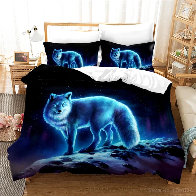 Animal Fox In The Night 3d Bedding Set Duvet Cover Set Soft Quilt Cover and Pillowcase Home Textile Twin Full Queen King Size