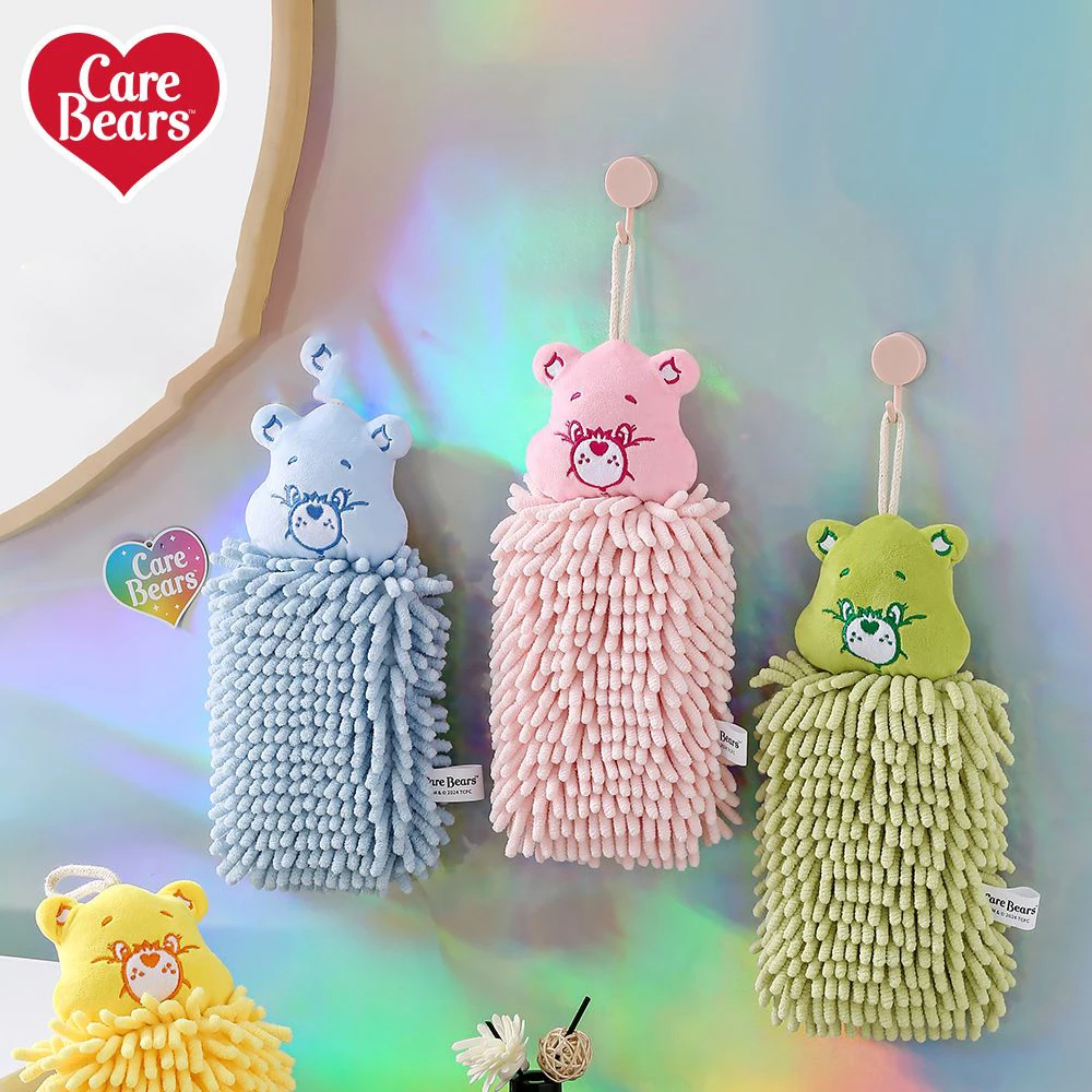 

New Kawaii Anime Care Bears Hand Wipes Cartoon Cute Double-layer Kitchen Hanging Towel Girl Heart Bathroom Towel Toys for Gifts