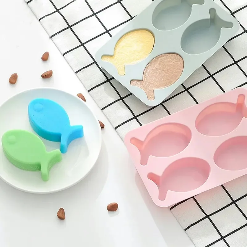 4 Holes Fish Silicone Cake Mold DIY Cookies Chocolate Mold Ice Cube Tray Ice Cream Maker Soap Form Fondant Cake Decorating Tools