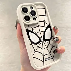 HOT Marvel Spider Man Black White Cool Phone Case for IPhone 16 15 14 13 12 11 Pro Max Mini XR XS X 7 8 Plus Soft TPU Back Cover