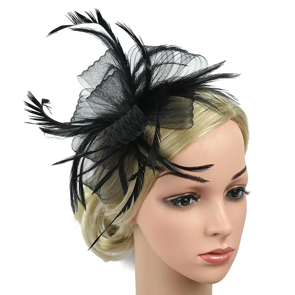 Woman Lady Feather Headband 20s Wedding Church Ascot Race Headpieces