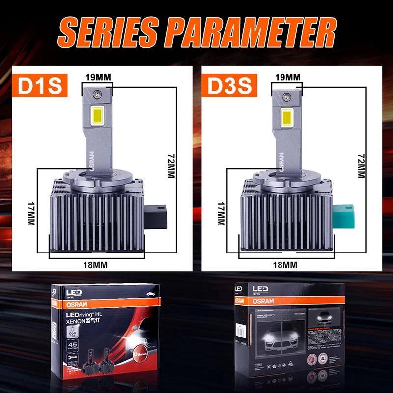 OSRAM Original D1S D3S LED Car Headlight Bulb D1S LED CANbus D3S Car Lamps HID Xenon Upgrade Kits 1:! Plug and Play 45W 90W 12V view 6