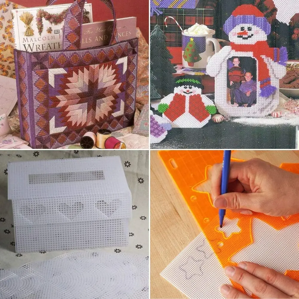 DIY صياغة حقيبة بلاستيكية شبكة شبكة أسود أبيض 33x50 سنتيمتر شبكة القماش غطاء شبكي دائم