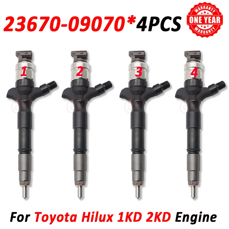 

4pcs 23670-09070 Common Rail Diesel Injector Nozzle 2367009070 23670 39070 Fits for Toyota Hilux 1KD 2KD