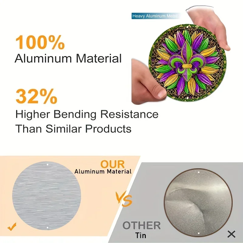 علامة معدنية فلور دي ليز ماردي غرا إكليل علامة إكليل مستديرة ديكور الباب إبداعات جدار ديكور مزرعة ديكور غرفة الديكور #3