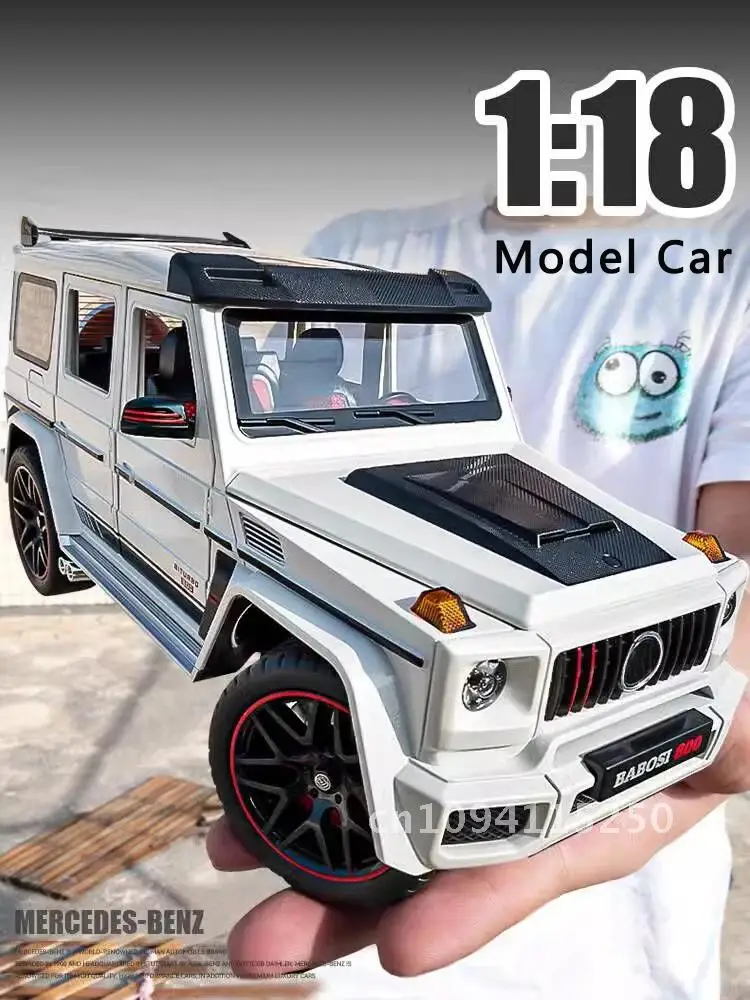 New 1:18 Benz Decoration Alloy Car Model Simulation Sound And Light Car G800 Back Suv Boy Toy Gift Pull Toy Off-Road Collection