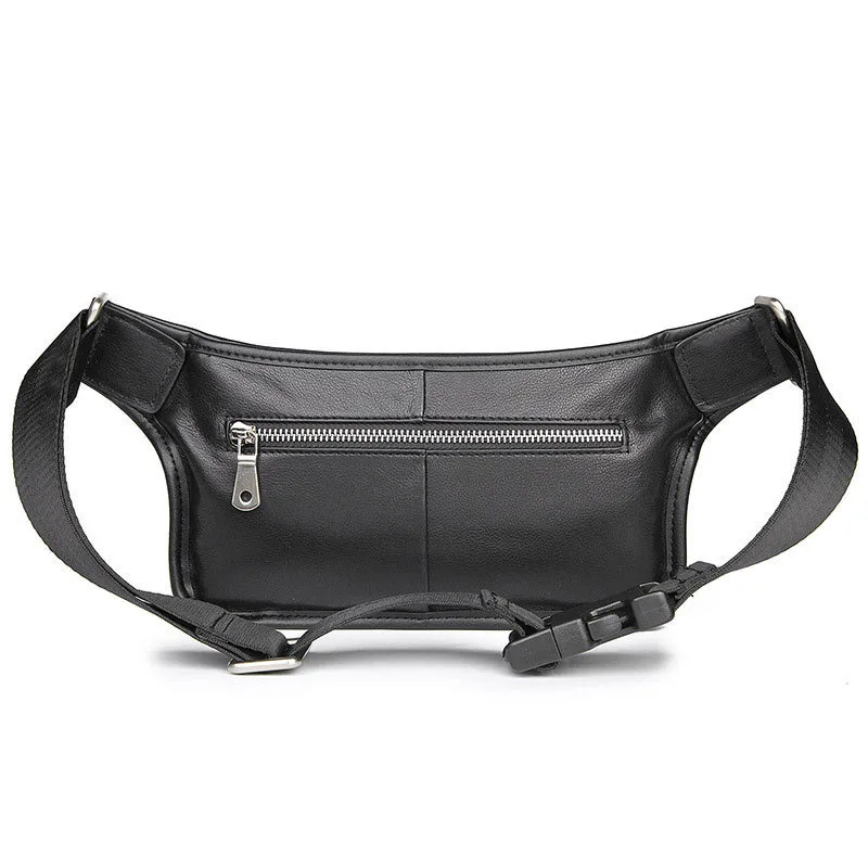 3 Zipper Leather Waist Bag For Men Male Fanny Pack For Running Bag Leather Waist Pack Outdoor Sling Bag Black Coffee Men Bags