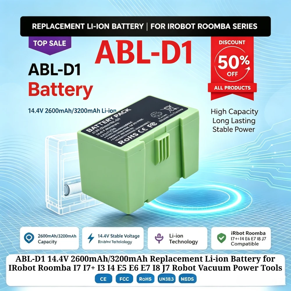 ABL-D1 14.4V 2600mAh/3200mAh Replacement Li-ion Battery for IRobot Roomba I7 I7+ I3 I4 E5 E6 E7 I8 J7 Robot Vacuum Power Tools