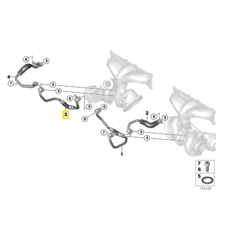 ABTC-1PCS 11537558901 Selang Pengembalian Pasokan Pendingin Turbocharger Suku Cadang Aksesori Interior Untuk BMW E89 E90 E93 335I 335Xi N54