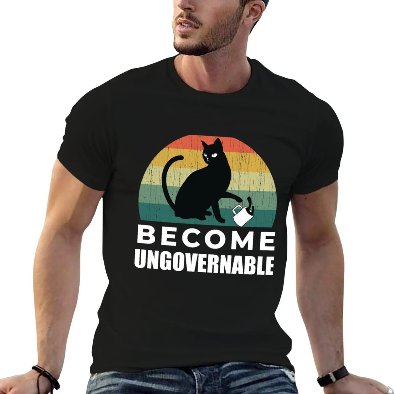 Become Ungovernable Cat Drink T-Shirt T-shirt ample grande taille