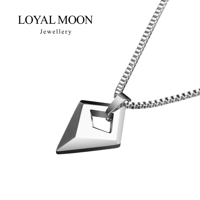 

Loyal Moon Male Necklace Tungsten Pendant For Men With Titanium Steel Chain,High Polished Aesthetic Jewelry,Customized