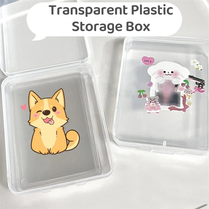 

INS Transparent Flip Storage Box Kpop Photocard Storage Box Idol Cards Storage Case Desktop Classification Organizer Containers