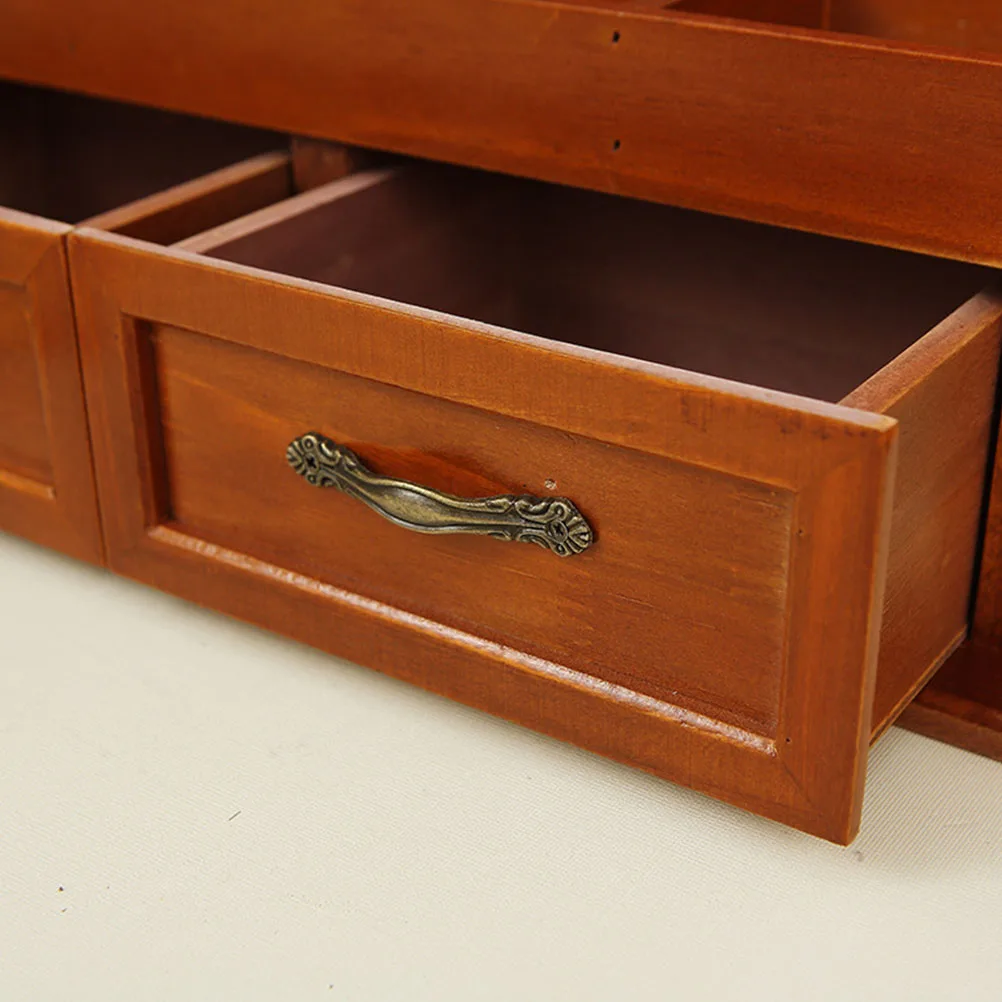 

Wooden Box Drawer Type Organizing Storage Box Dresser Container Multiple Compartments Durable Practical Makeup