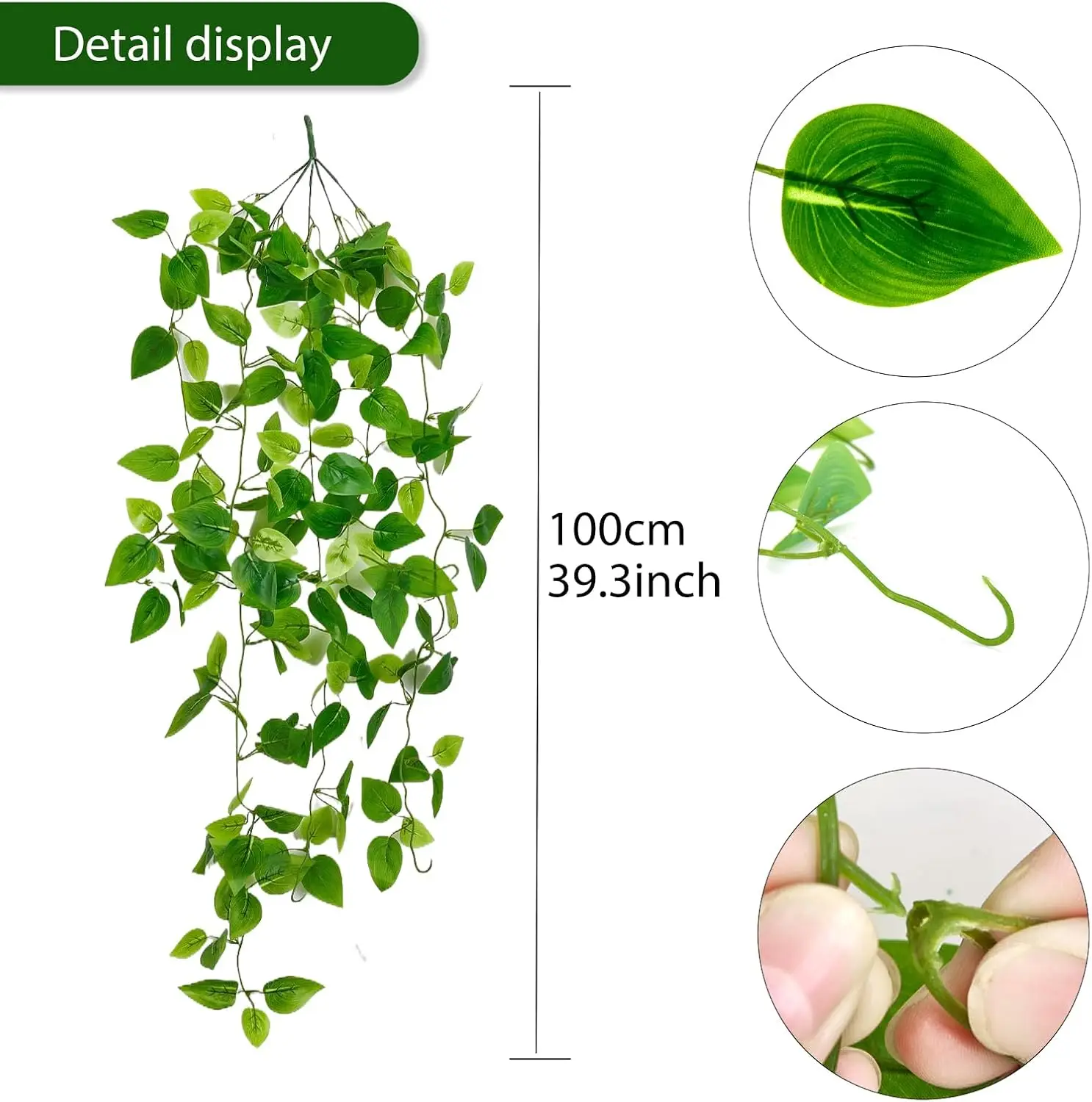 2pcs Fake Hanging Ivy Plants, 3.6ft Artificial Greenery Garlands for Home Wall Decor Indoor Outdoor - view 2