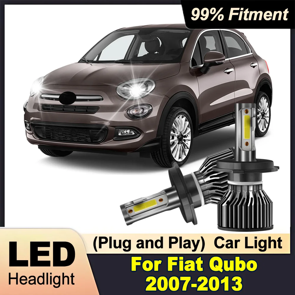 

2PCS Car LED Headlight 6000K White H4 High Low Beam Headlamp 30000LM 300W For Fiat Qubo 2007-2012 2013 Plug and Play Car Light